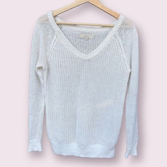 LOFT Sweaters - LOFT Linen White Sweater Size XS